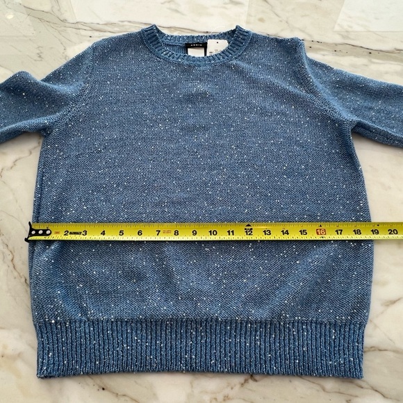 AKRIS CORNFLOWER LINEN BLEND SEQUIN SWEATER SIZE 12 NWTS! - Picture 10 of 17